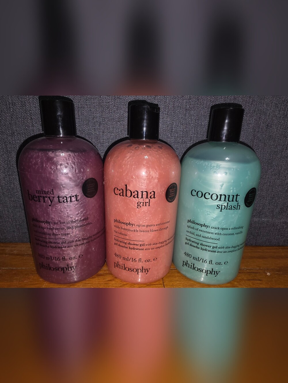 (3) Philosophy Hydrating Shower Gel - Coconut Splash, Berry Tart & Cabana Girl